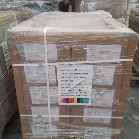PALLET CONTAINING LARGE QUANTITY OF TISSUE PAPER -MIXED COLOURS-