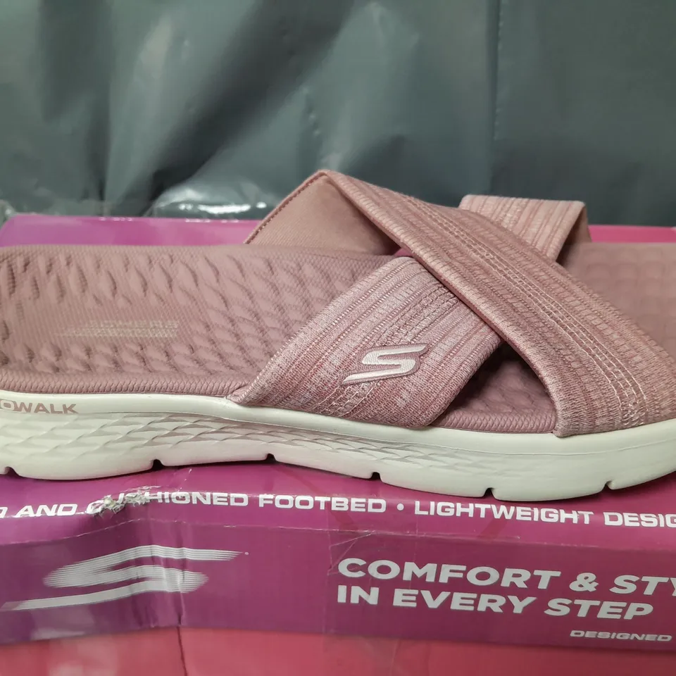 BOXED SKECHERS GO WALK FLEX SANDALS IN PINK - SIZE 5