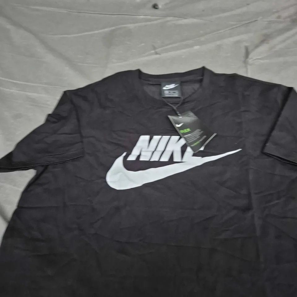NIKE BLACK T-SHIRT WITH WHITE SWOOSH LOGO SIZE XL