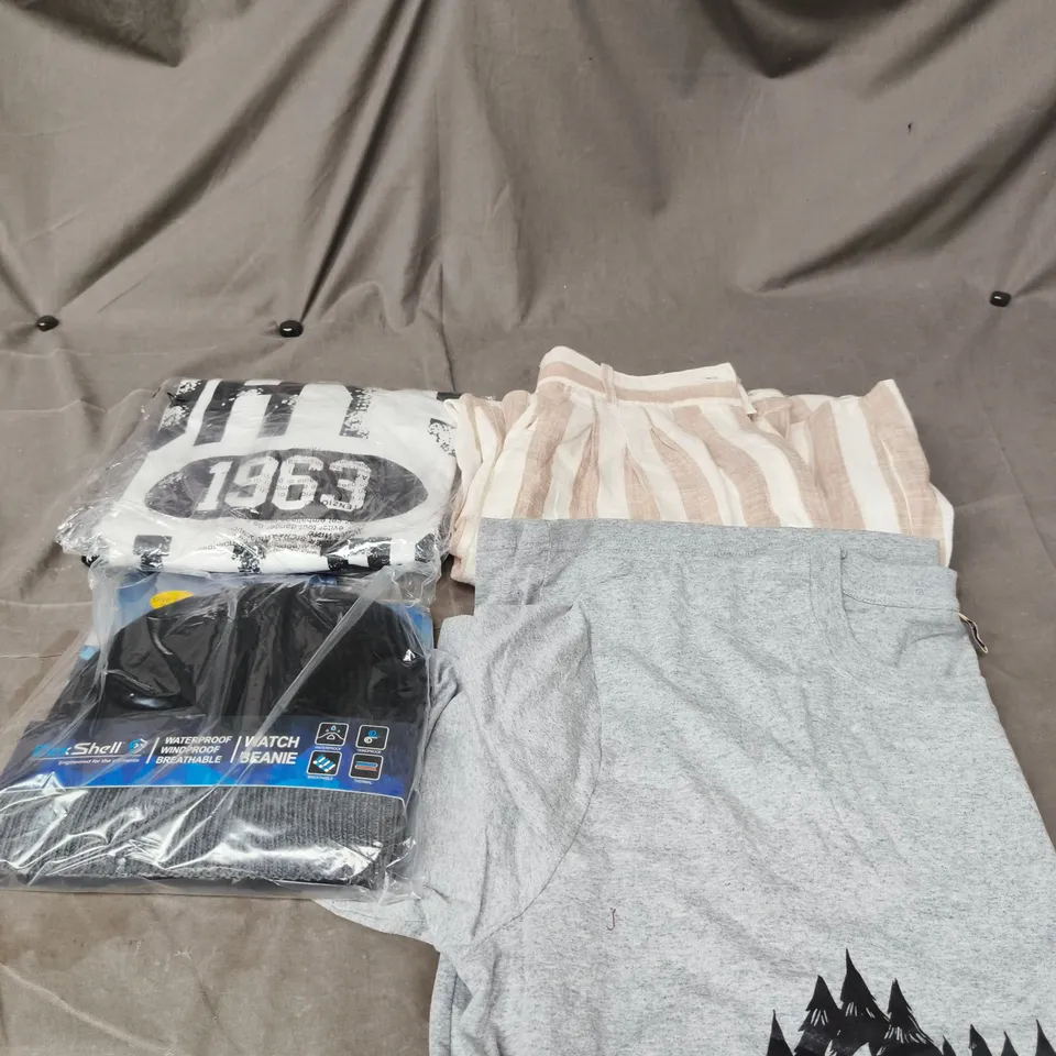 APPROXIMATELY 20 ASSORTED CLOTHING PRODUCTS IN VARIOUS STYLES & SIZES TO INCLUDE PANTS, T-SHIRTS, DRESSES ETC
