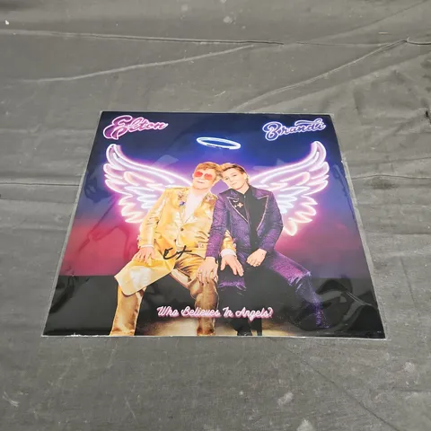 SIGNED ELTON JOHN "WHO BELIEVES IN ANGELS ART CARD