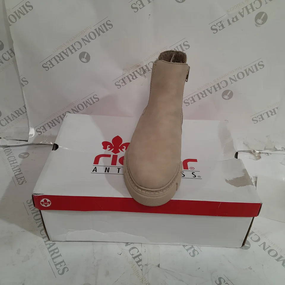 BOXED RIEKER CHUNKY ANKLE BOOTS, OFF WHITE - SIZE 6