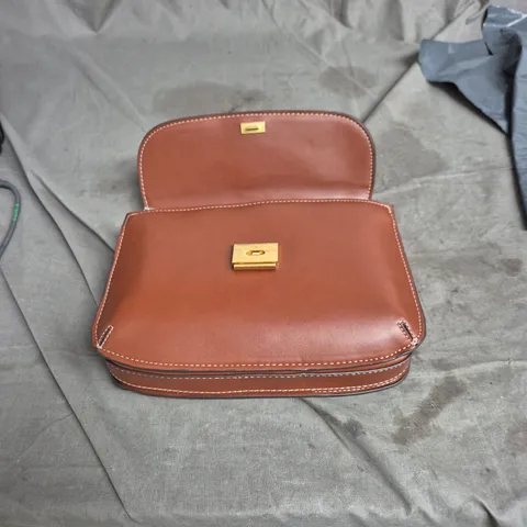 BROWN LEATHER JEWELLERY/GLASSES CASE WITH GOLD-TONE CLASP