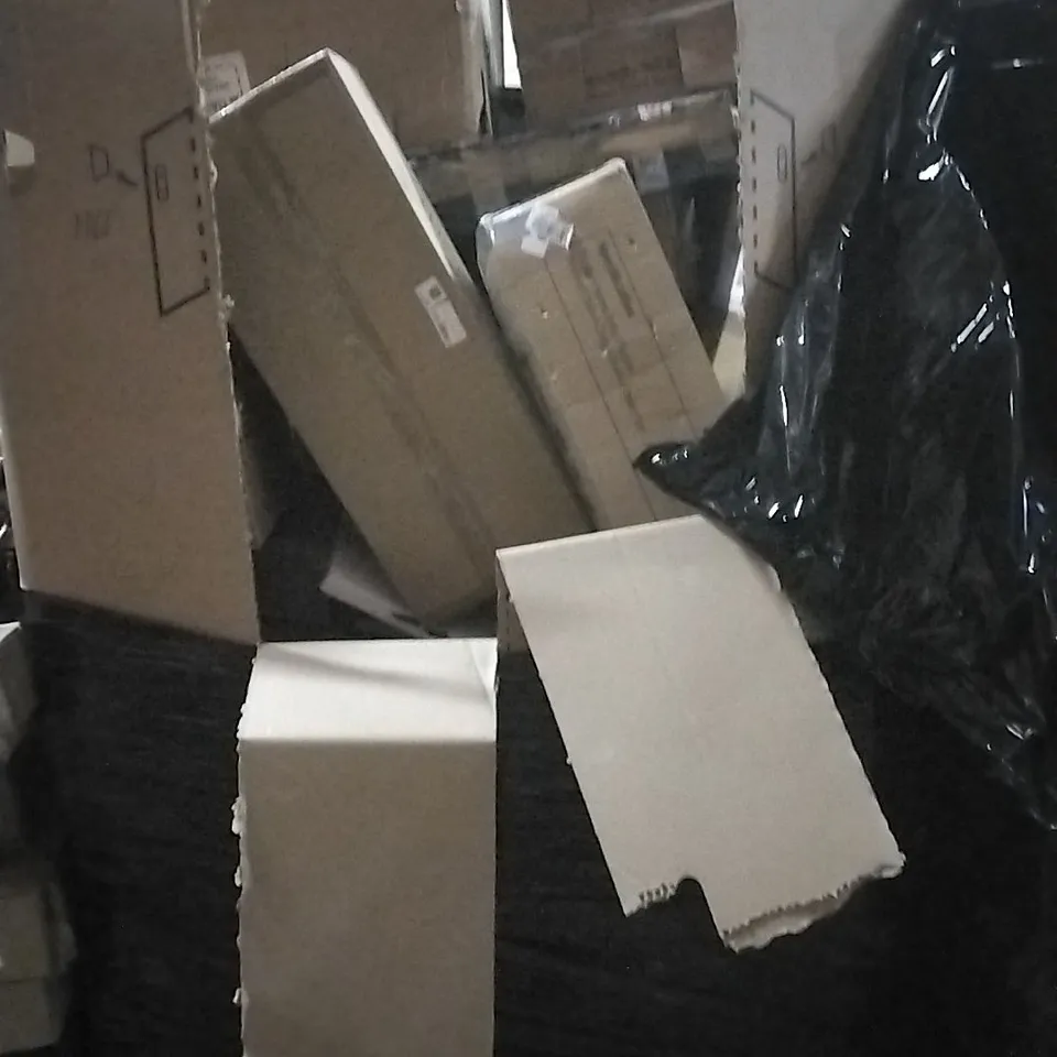 PALLET OF HOUSEHOLD ITEMS TO INCLUDE BABY PEN, DISH RACK, CEILING FAN AND OTHER ASSORTED ITEMS...