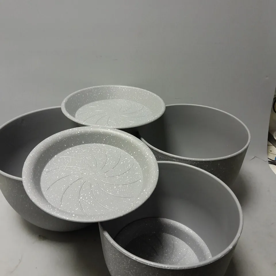 SET OF 3 9/10/12 INCH FLOWER POTS IN GREY SPECKLES