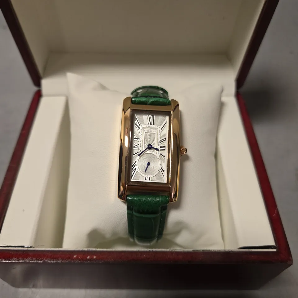 STOCKWELL LADIES GREEN LEATHER STRAP WATCH 