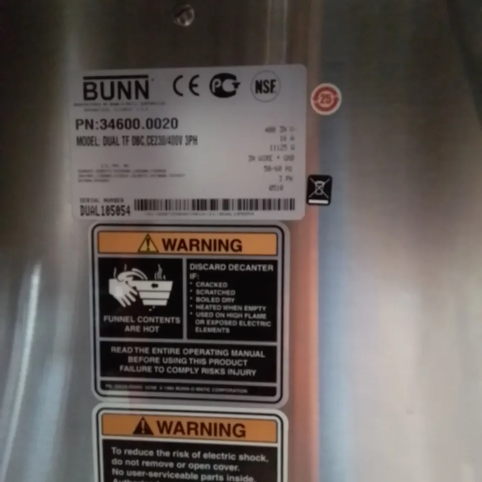BUNN DUAL TF COMMERCIAL COFFEE BREWER
