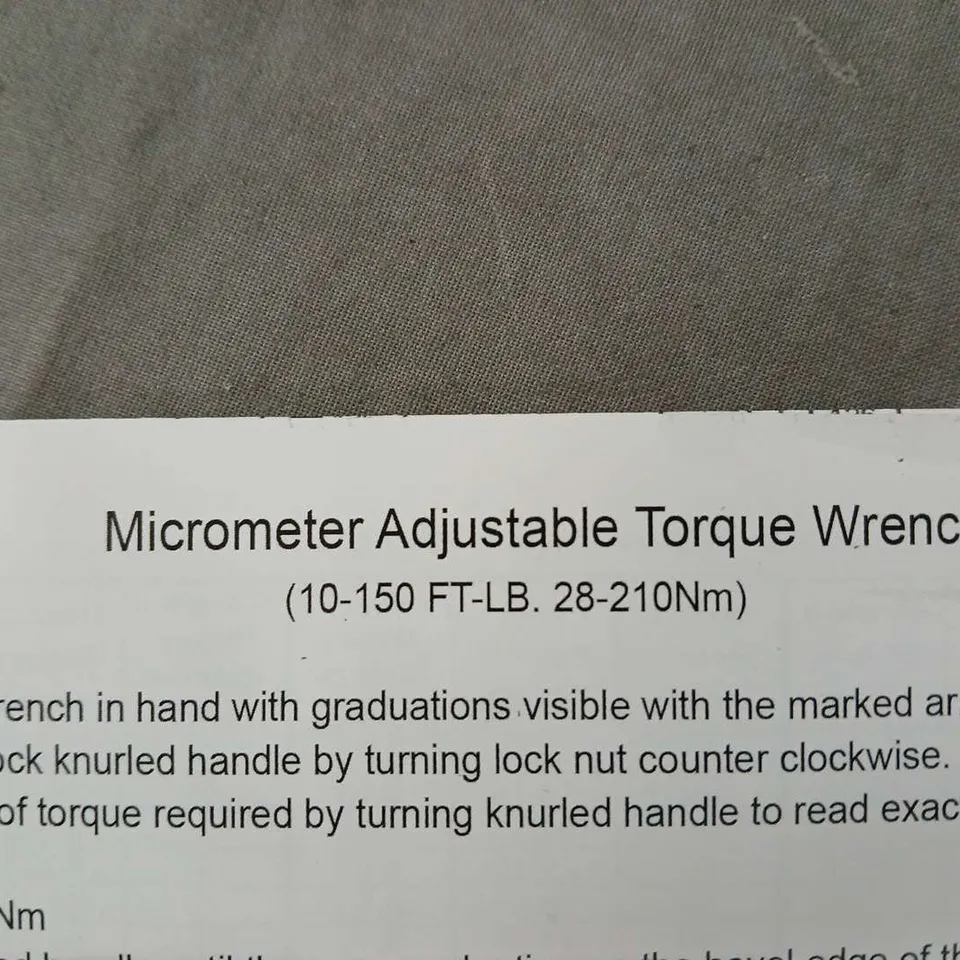 MICROMETER ADJUSTABLE TORQUE WRENCH (10-150 FT-LB / 28-210 NM) – IN CASE