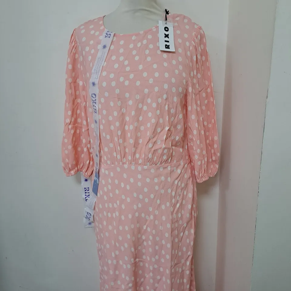 RIXO MARILYN SPOT PINK FLAVIA DRESS SIZE 12