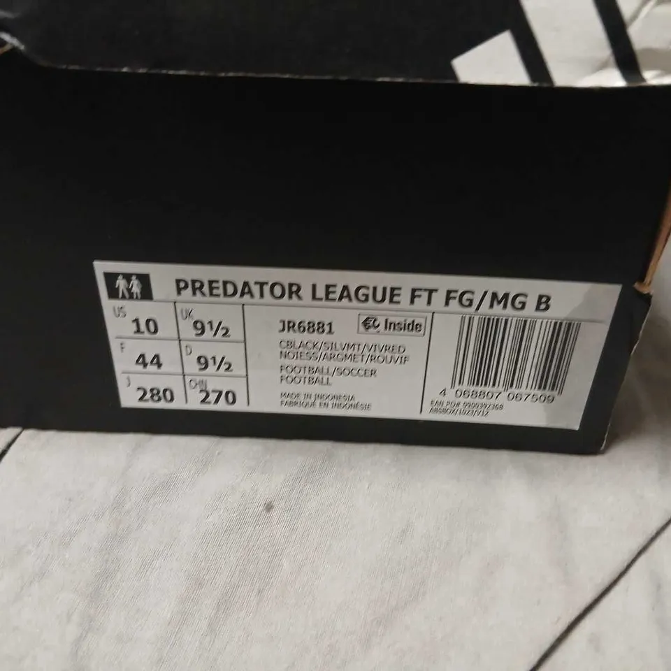 ADIDAS PREDATOR LEAGUE FT FG/MG FOOTBALL BOOTS – UK 9.5 (EU 44) – BLACK/RED