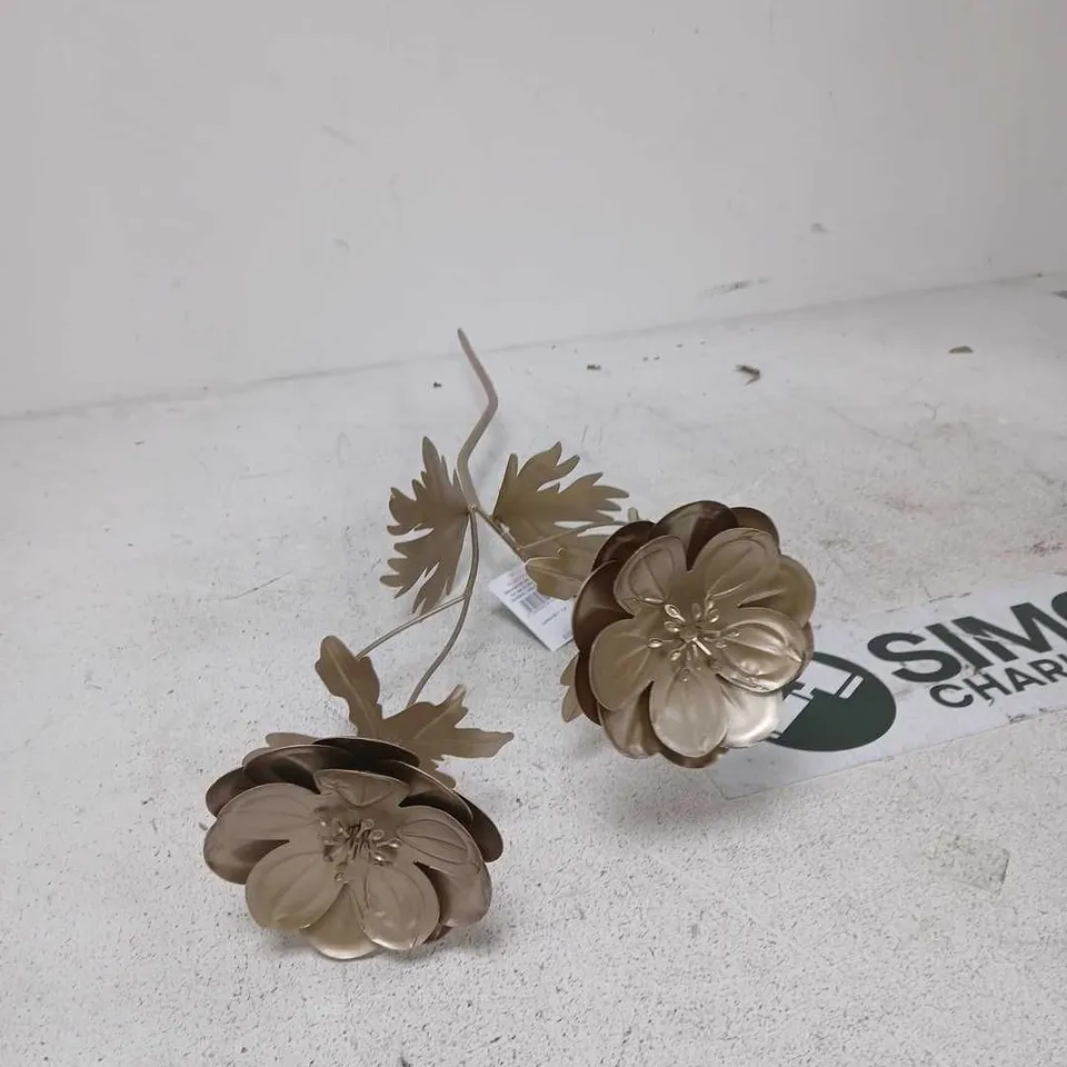 BOX OF 6 GISELA GRAHAM METAL FAUX FLOWER DECORATION GOLD 