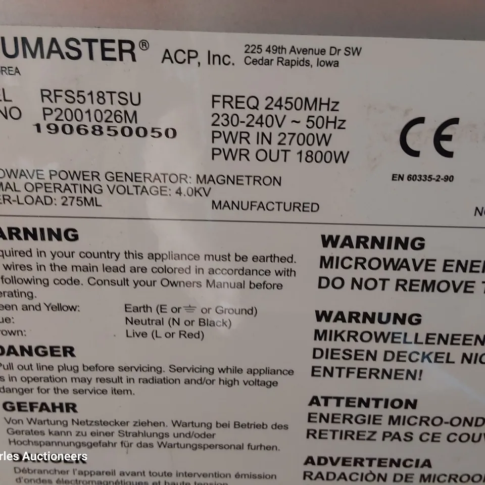 MENUMASTER COMMERCIAL MICROWAVE OVEN