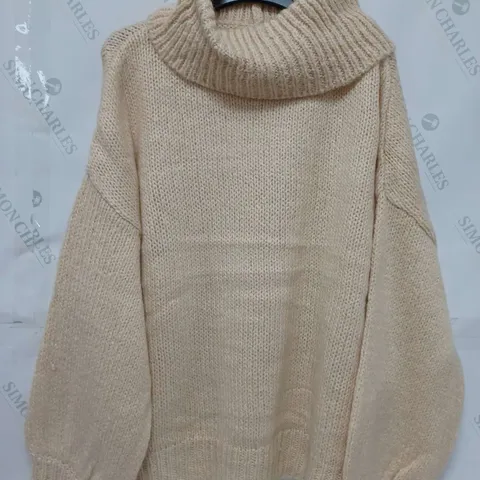 APPROXIMATELY 54 BRAND NEW ROLL NECK PULLOVERS IN PARCHMENT IN VARIOUS SIZES - COLLECTION ONLY