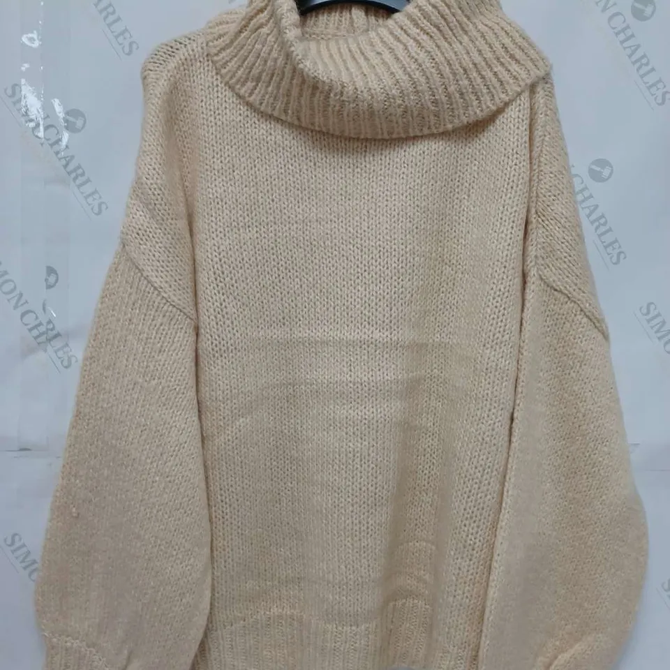 APPROXIMATELY 54 BRAND NEW ROLL NECK PULLOVERS IN PARCHMENT IN VARIOUS SIZES - COLLECTION ONLY