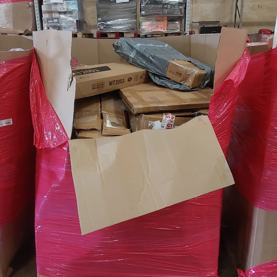 PALLET OF ASSORTED HOUSEHOLD ITEMS AND CONSUMER PRODUCTS TO INCLUDE; BOXED FURNITURE ETC 