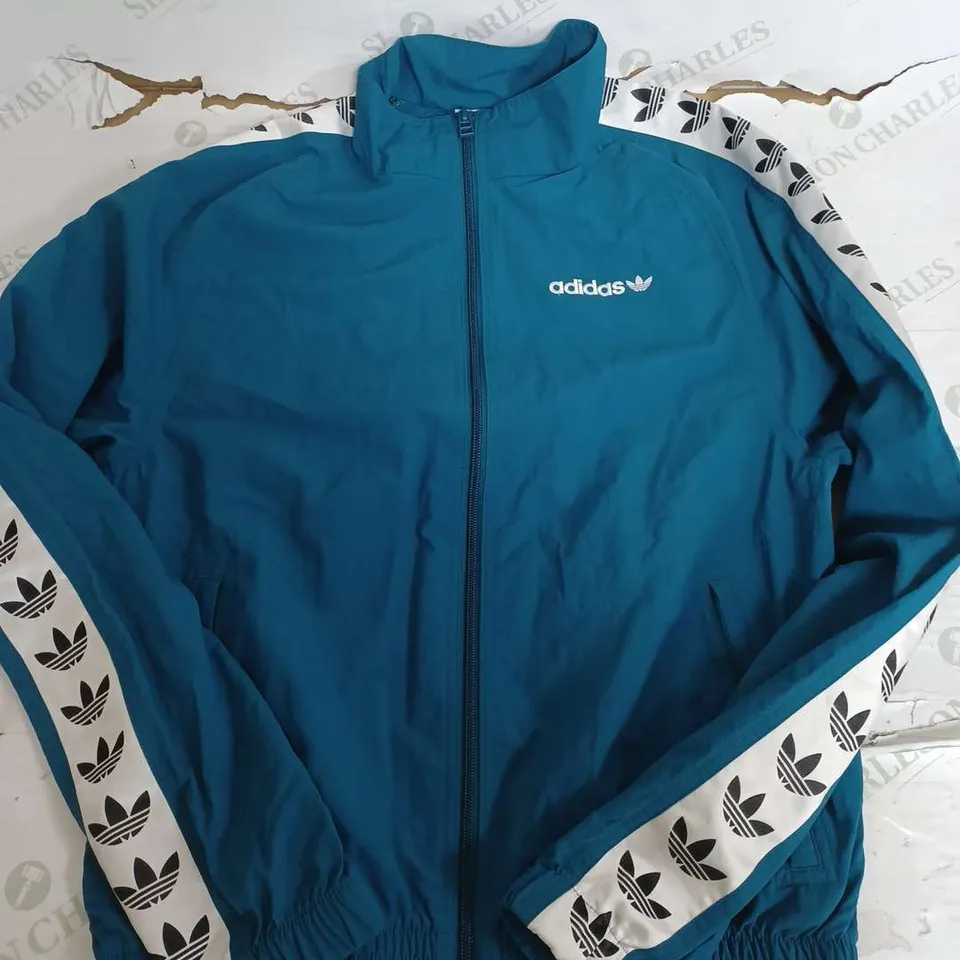 ADIDAS BLUE ZIP UP TAPE JACKET - SMALL