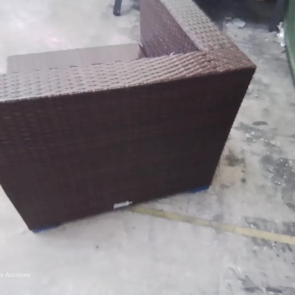 BROWN RATTAN CORNER SOFA SECTION