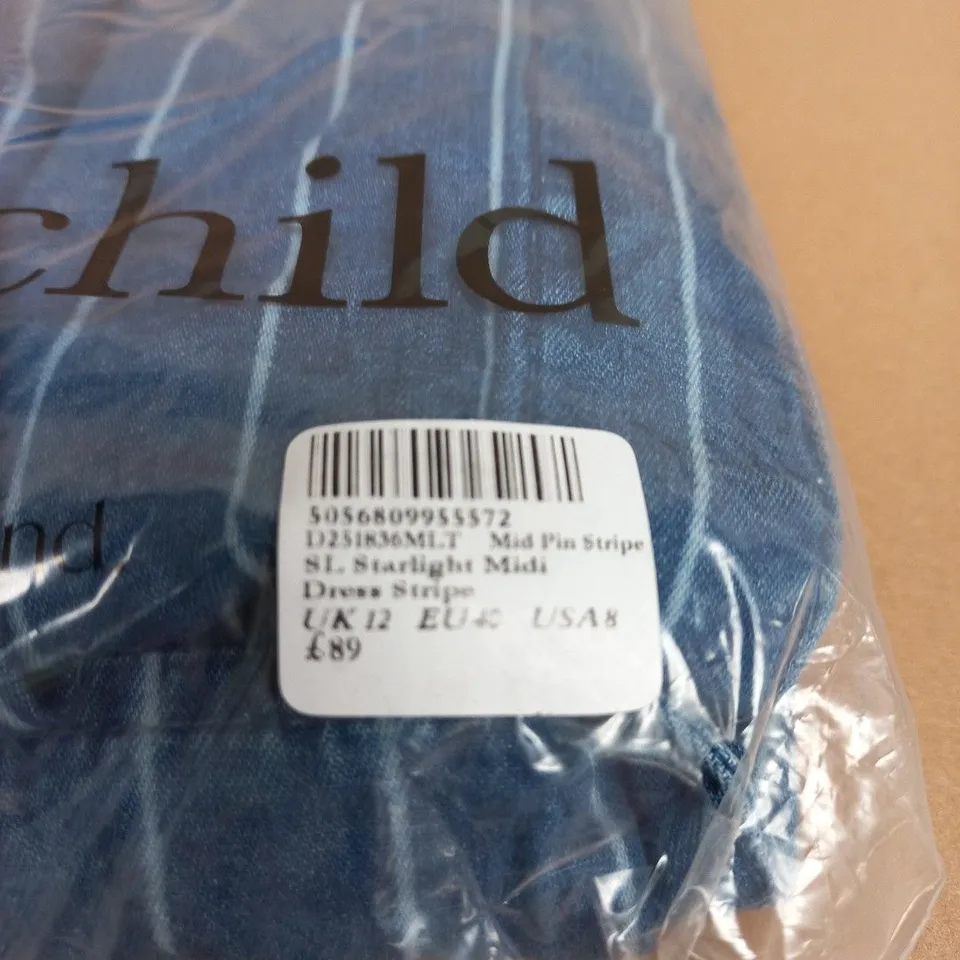 NOBODY'S CHILD WOMEN'S MID PIN STRIPE DRESS – BLUE, UK 12 (EU 46, US 8)