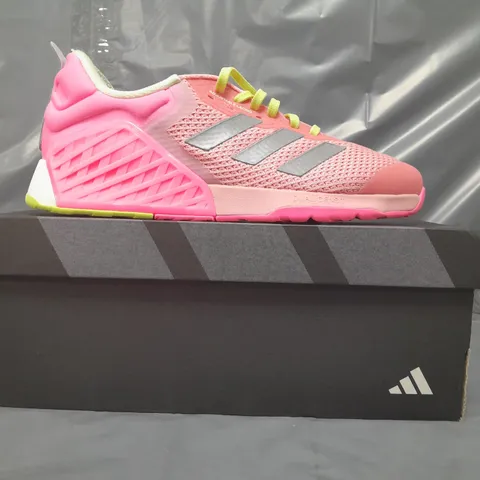 BOXED PAIR OF ADIDAS DROPSET 3 TRAINERS IN PINK MULTI UK SIZE 7