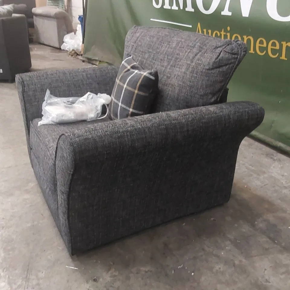 QUALITY DESIGNER ALSOP FABRIC UPHOLSTERED CHAIR - DARK GREY