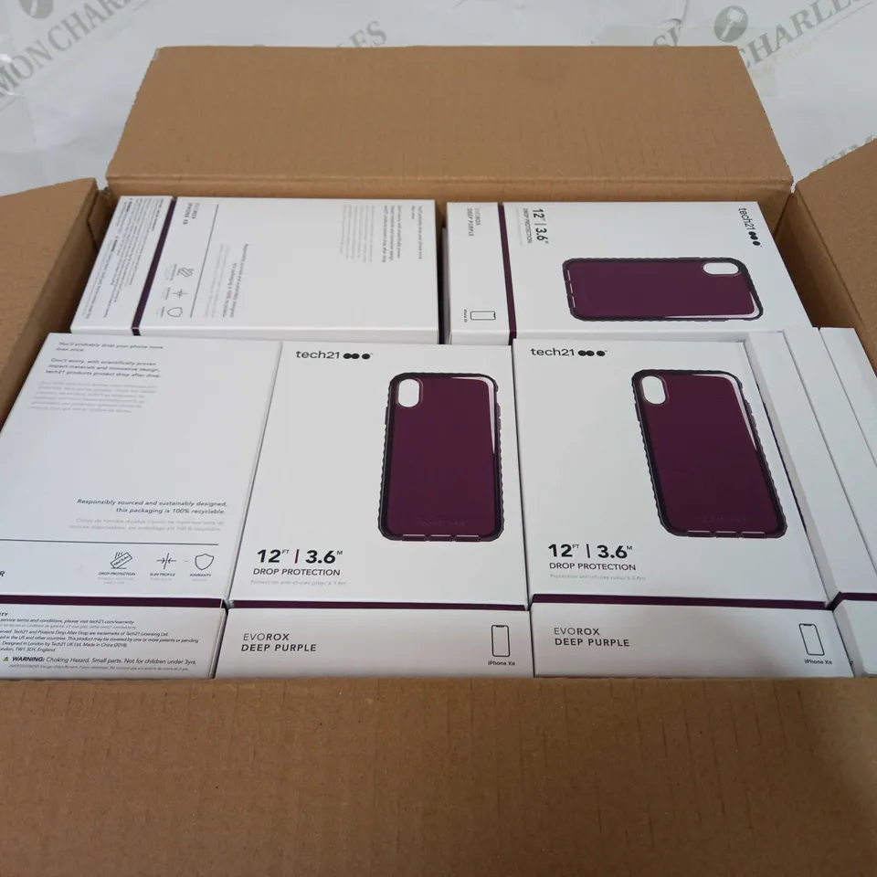 BOX OF 90 BRAND NEW TECH 21 12FT DROP PROTECTION EVOROX DEEP PURPLE IPHONE XR PHONE CASES 