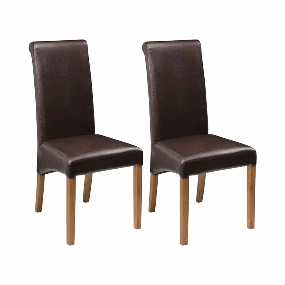 BOXED PAIR OF COLLINSVILLE UPHOLSTERED DINING CHAIRS - BROWN