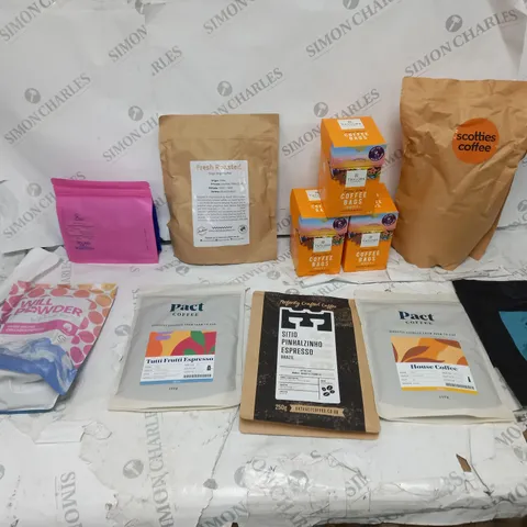 APPROXIMATELY 10 COFFEE PRODUCTS TO INCLUDE SINGLE ORIGIN COFFEE, PACT COFFEE, AND SITO PINHALZINHO ESPRESSO ETC.