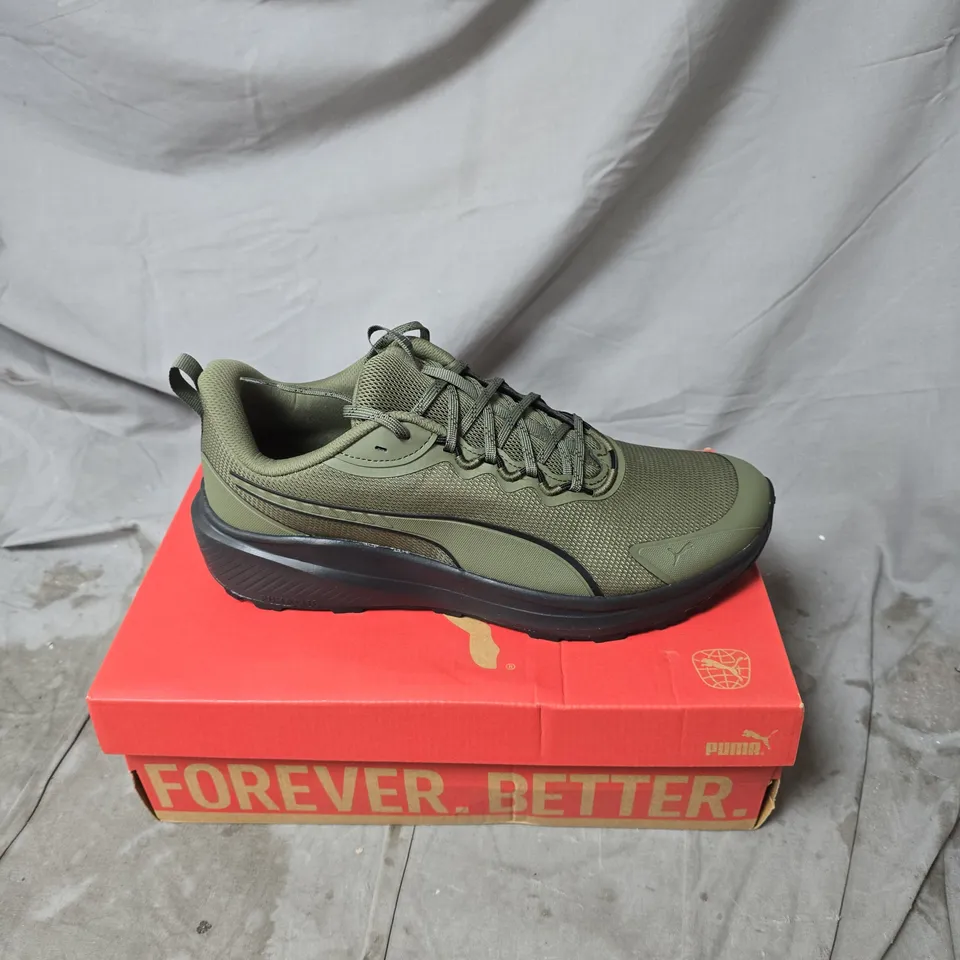 PUMA RUNNING SHOES – OLIVE GREEN, BOXED UK 13