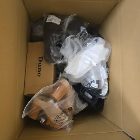 BOX OF APPROXIMATELY 12 PAIRS OF ASSORTED SHOES IN VARIOUS COLOUR, STYLES AND SIZES