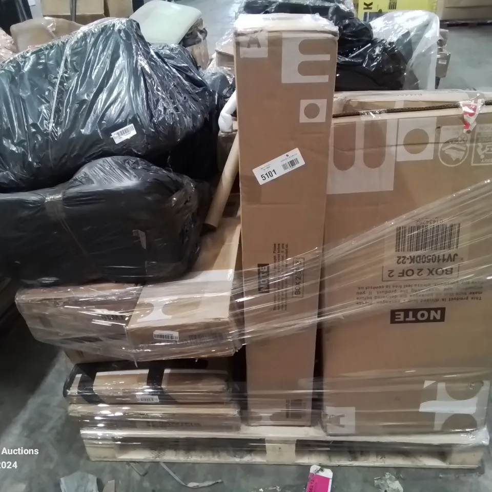 PALLET CONTAINING VARIOUS BOXED FURNITURE PARTS AND OTHER HOUSEHOLD ITEMS ETC.