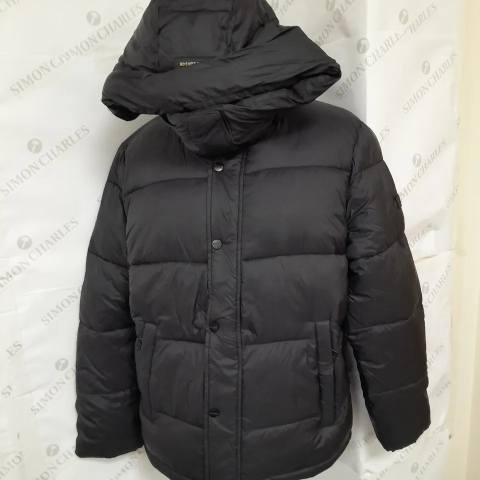 GABOS LONDON HOODED PUFFED JACKET IN BLACK SIZE S