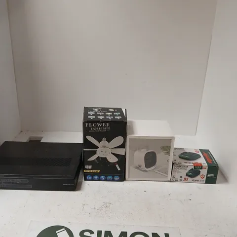 BOX OF APPROXIMATELY 15 ASSORTED ITEMS INCLUDING CISCO 891F, A FLOWER FAN LIGHT AND AND AIR COOLER