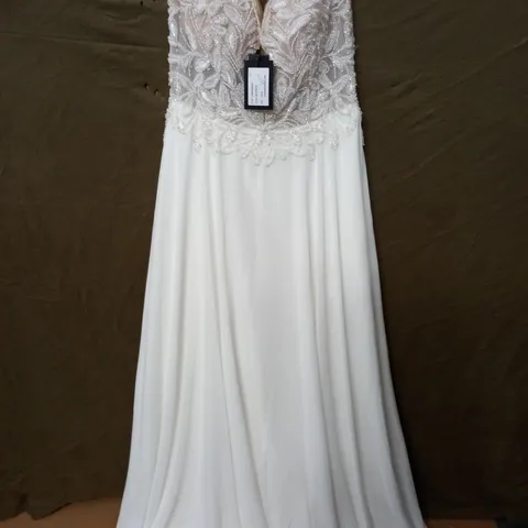 JUSTIN ALEXANDER CARINA IVORY AND NUDE WEDDING DRESS - US 18