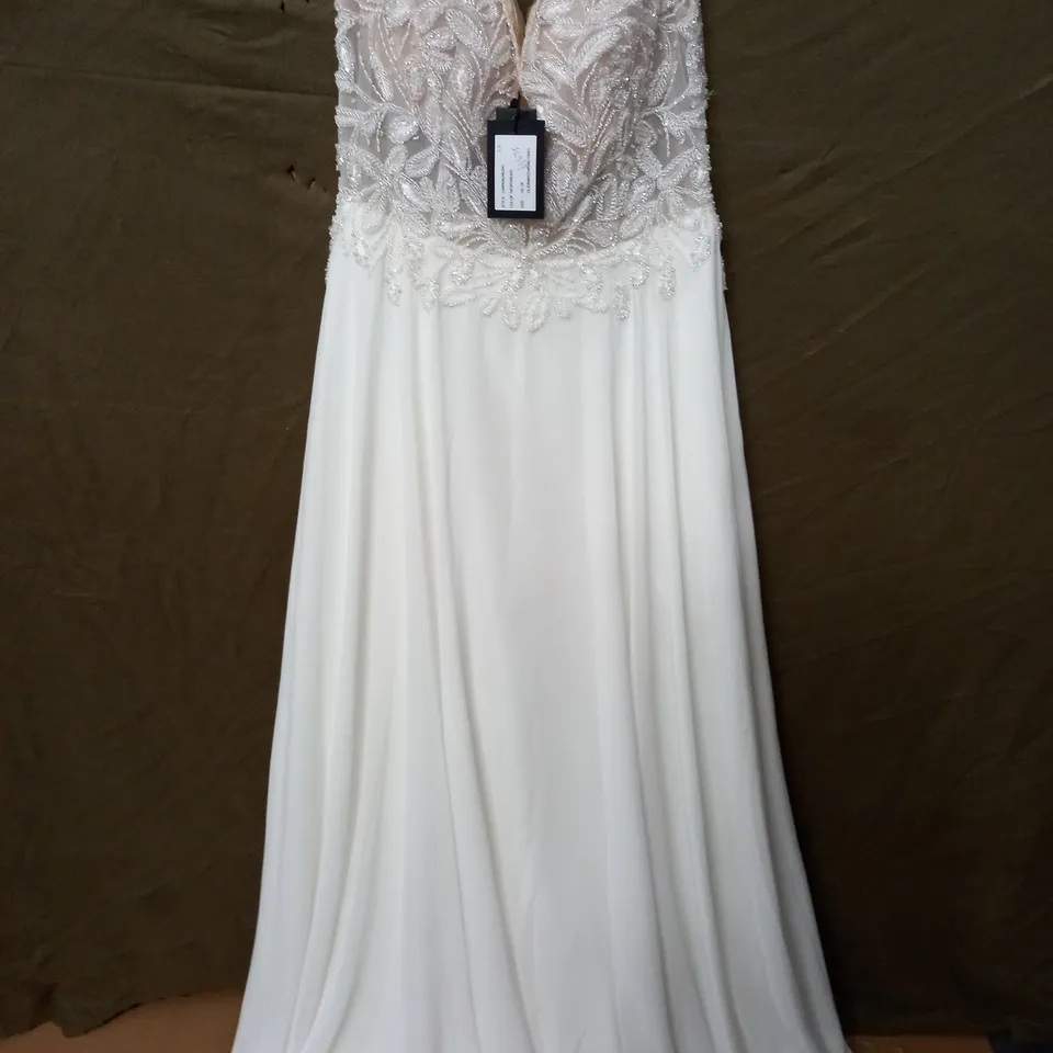 JUSTIN ALEXANDER CARINA IVORY AND NUDE WEDDING DRESS - US 18