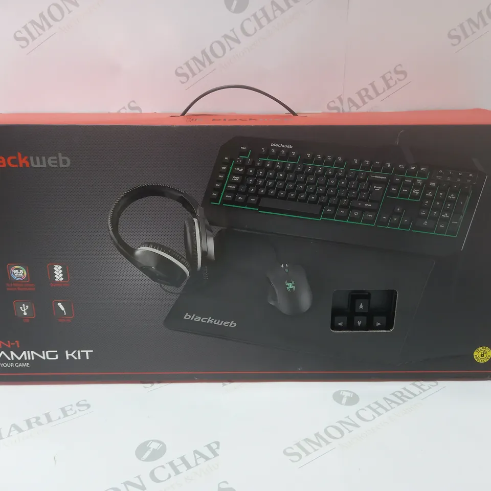 BRAND NEW BOXED BLACKWEB 4 IN 1 GAMING KIT INCLUDING KEYBOARD, MOUSE AND HEADSET