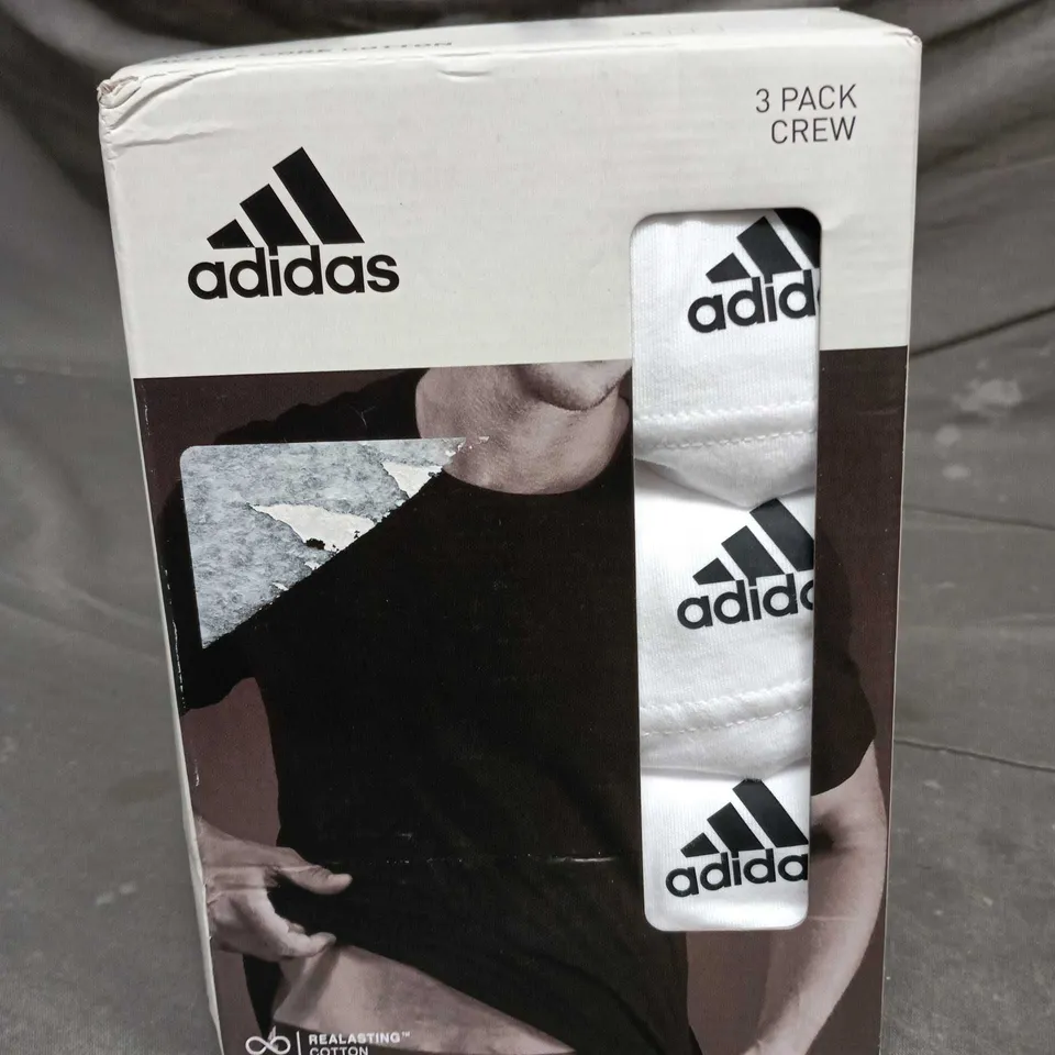 ADIDAS 3-PACK CREW NECK T-SHIRTS – WHITE, UK L (US L)