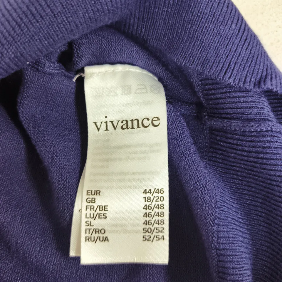 VIVANCE NAVY V-NECK KNIT JUMPER – SIZE 18/20EU 44/46 (VERIFY MODEL)