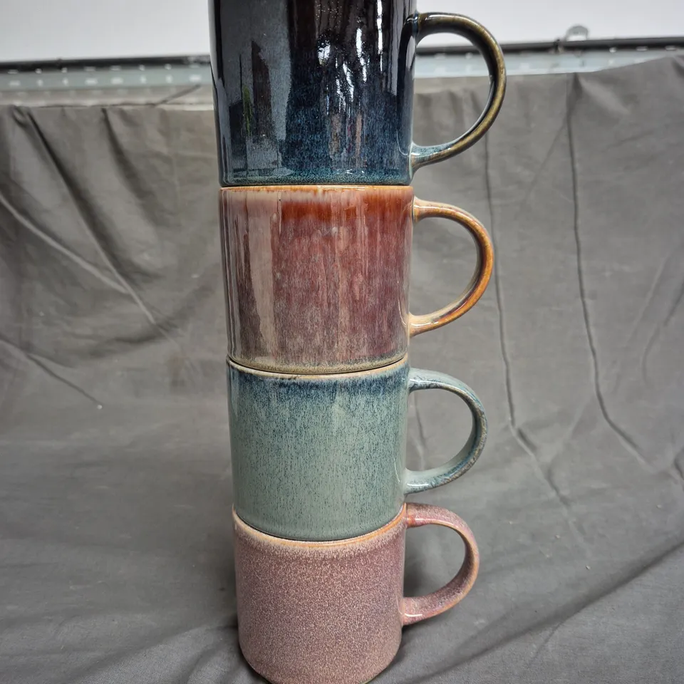 ELEMENTS SET OF 4 REACTIVE GLAZE STACKING MUGS