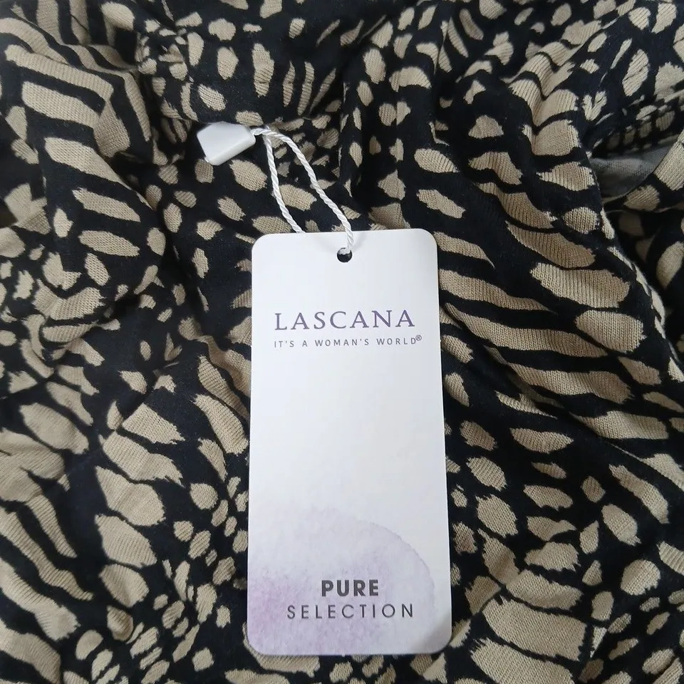 LASCANA PURE SELECTION WOMEN'S ANIMAL PRINT MAXI DRESS – BLACK & BEIGE - SIZE 18