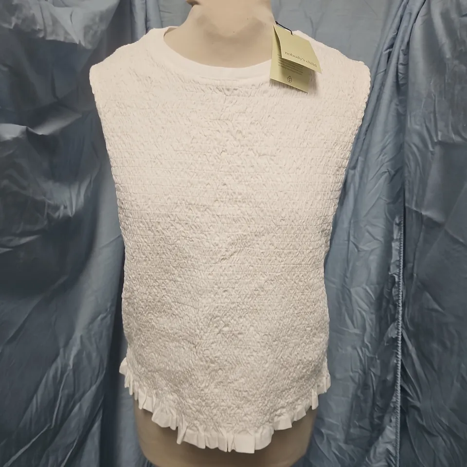 NOBODYS CHILD BILLIE SHIRRED BODICE TOP IN WHITE - UK 16