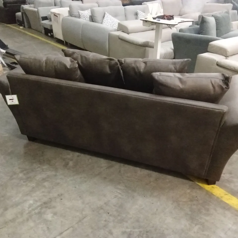 DURY LEATHER LOOK 3 SEATER SOFA - CHOCOLATE RRP £599