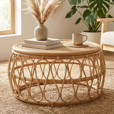 BOXED NATURAL BEIJING RATTAN COFFEE TABLE (1 BOX )