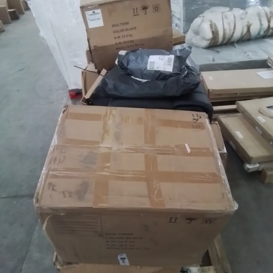 PALLET CONTAINING VARIOUS INCOMPLETE BOXED FURNITURE PARTS AND OTHER HOUSEHOLD ITEMS ETC.