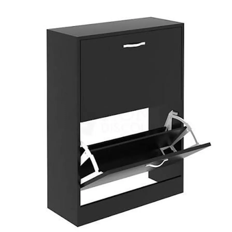 BOXED VIDA 2 DRAWER SHOE CABINET - BLACK (1 BOX)