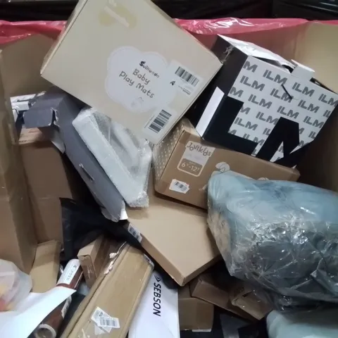PALLET CONTAINING VARIOUS ASSORTED BOXED HOUSEHOLD ITEMS TO INCLUDE: BOOSTER SEATS, BABY PLAY MATS, LIGHT UP GIFT SETS AND LOTS MORE UNMARKED BOXED ITEMS 