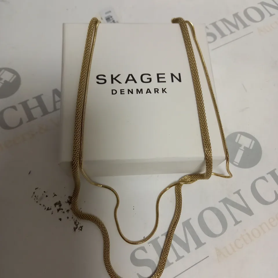 BOXED SKAGEN DOUBLE GOLD MESH NECKLACE 