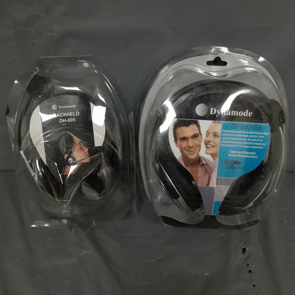 BOX OF ASSORTED DYNAMODE HEADSETS 