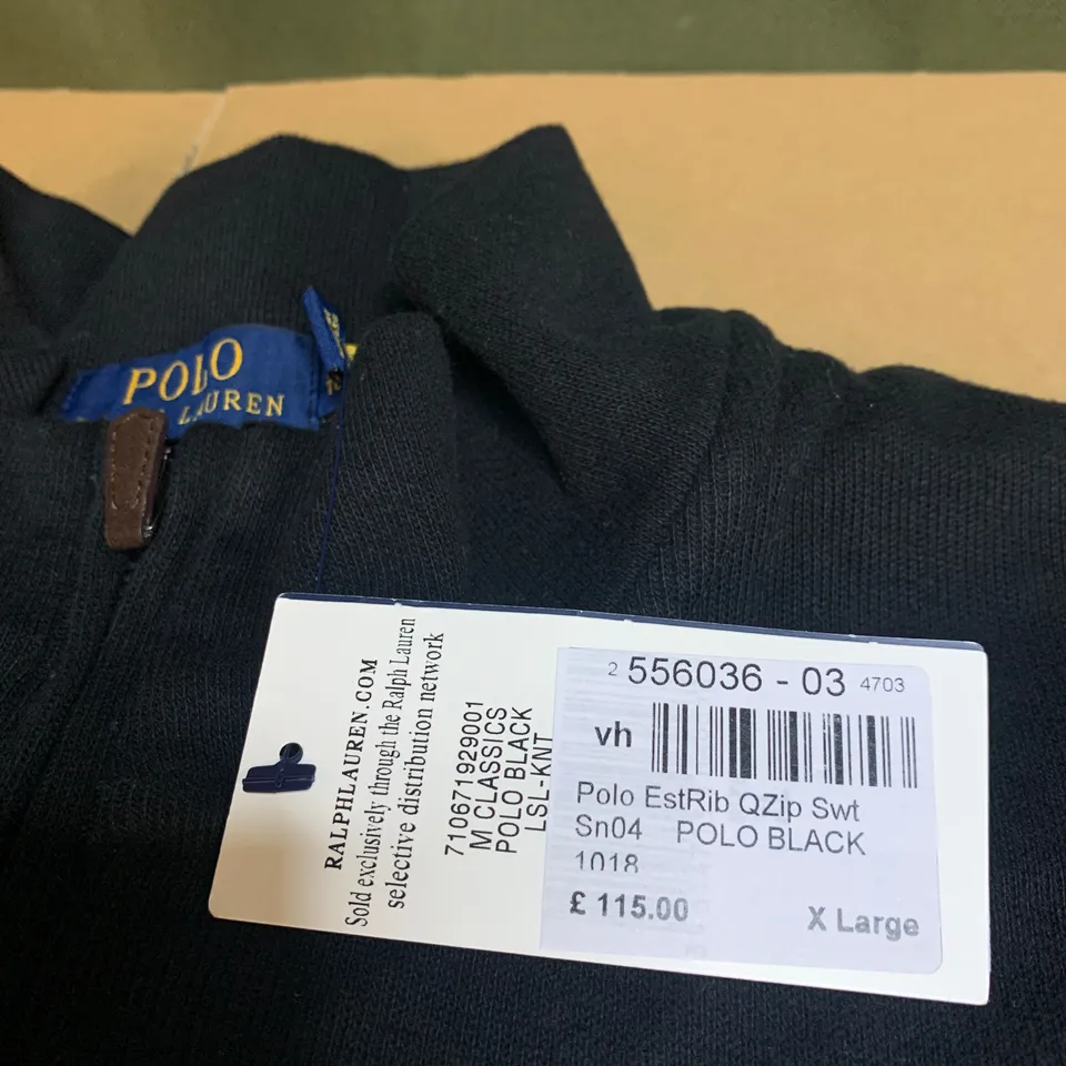POLO RALPH LAUREN 1/4 ZIPPED KNITTED JUMPER SIZE XL