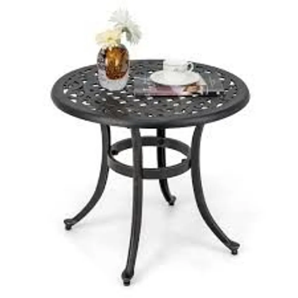 BOXED COSTWAY 60cm PATIO SIDE TABLE WITH ADJUSTABLE FOOTPADS FOR POOLSIDE BACKYARD BALCONY
