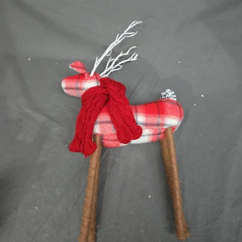 38 CM TARTAN STANDING REINDEER WITH SCARF CHRISTMAS DECORATION